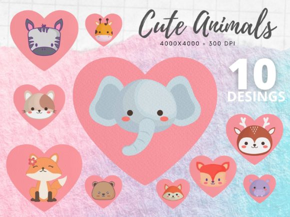 Download Cute Animal Heart Clipart, Animals PNG - Heart clipart Collection