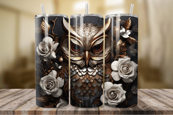 Download 3D Bronze Metal Owl 20 Oz Tumbler Wrap - Bronze metal Collection