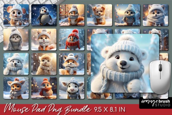 Download Cute Animals Christmas Mouse Pad Bundle - Christmas mouse pad Collection