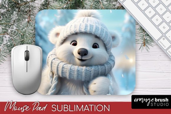 Download Christmas Mouse Pad, White Bear Design - Christmas mouse pad Collection