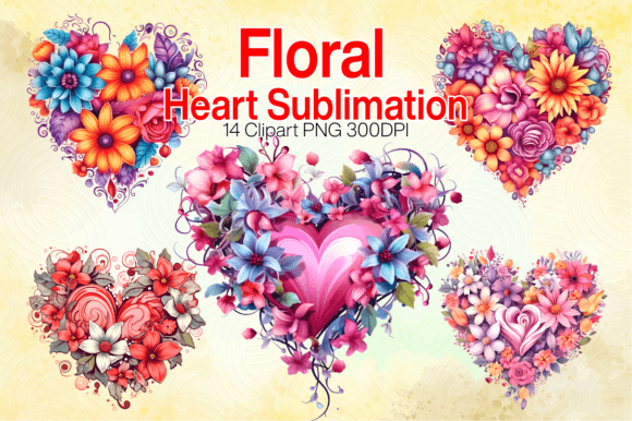 Download Watercolor Floral Heart Clipart PNG - Premium Bundle