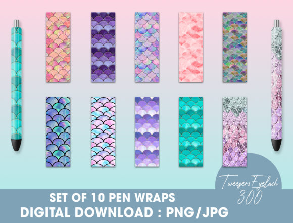 Download Mermaid Glitter Pen Wraps - Pen Collection