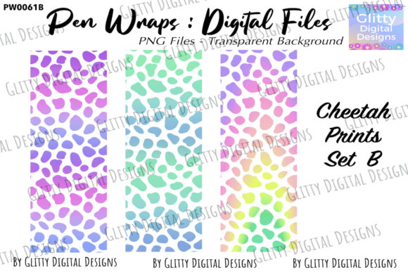 Download Neon Rainbow Cheetah Pen Wraps PNG Set B - Pen Collection