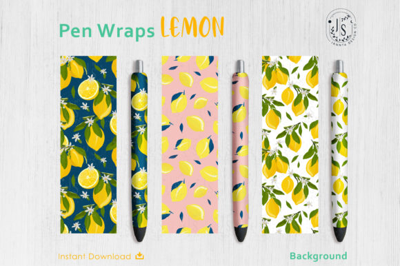Download Lemon Fruit Pen Wraps PNG File Set - Pen Collection