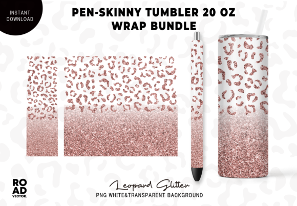 Download Rose Glitter Leopard Pen &amp; Tumbler Wrap - Pen Collection